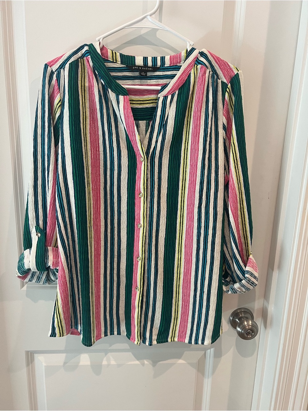 Zac & Rachel Multi-Stripe Button-Front Women's Shirt Size Small